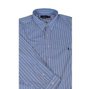 Ralph‎ Lauren Mens Blue Striped Button Down Long Sleeve Performance 4xb Shirt